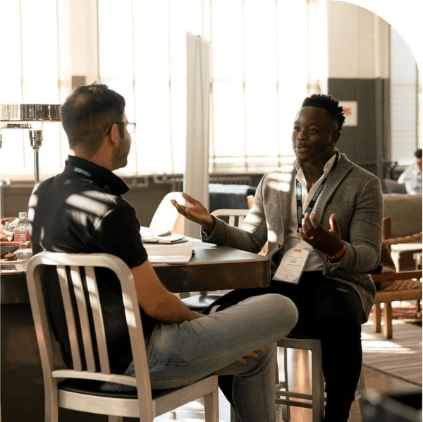 two men in conversation